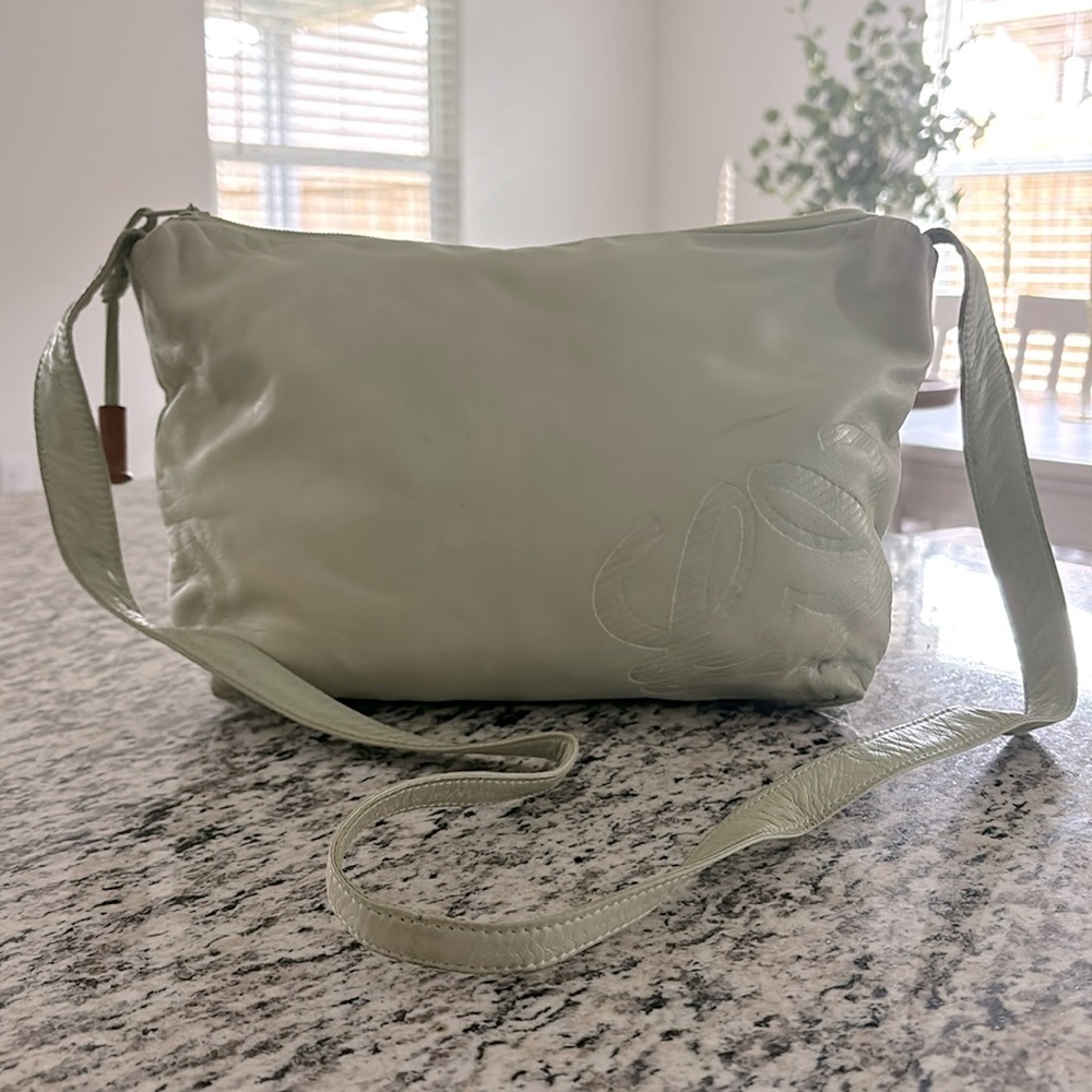 RARE LOEWE Anagram Nappa Leather Hobo Crossbody Bag | Mint Green